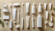 Assortment of White Plastic Packaging Elements for Cosmetic Branding Solution