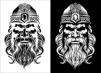 Wall Mural - Viking Warrior Man Strong Mascot Face in Helmet