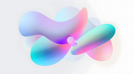 Poster - Abstract vector shapes in glowing holographic gradient purple, blue, pink and green background