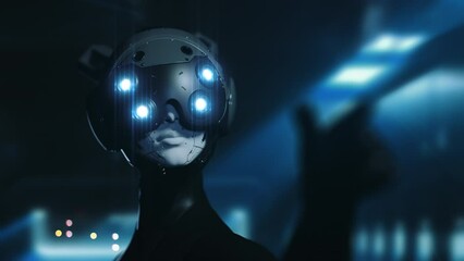 Wall Mural - the robot points a finger warning of the consequences