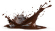 Dark chocolate splash isolate on a white background, with clipping path 3d illustration.