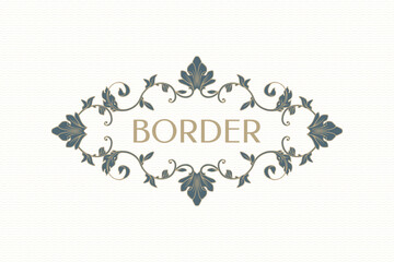 Wall Mural - Hand drawing elegant frame. Title border. Classic floral ornament.