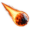 A glowing meteor with a tail of red-hot flames, isolated background, transparent PNG