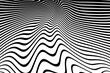 Wavy Lines Op Art Pattern with 3D Illusion Effect. Abstract Black and White Texture. 