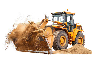 Wall Mural - Tractor, scooping sand, scooping soil
isolated on white background