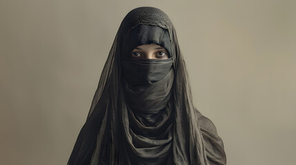 Close up portrait of young  woman wearing a niqab