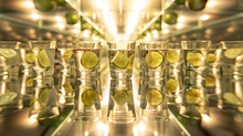 Reflections Of Flavor: Tequila Shots On Mirrored Display