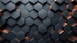  This image shows a sleek, dark honeycomb pattern with a subtle gradient from black to gray and hints of copper edging, creating a sophisticated and modern backdrop.