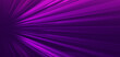 Abstract technology futuristic neon geometric glowing pink and purple diagonal light lines with speed motion blur effect on dark purple background.