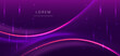 Abstract futuristic curved glowing purple light lines on dark purple background.