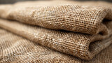 Fototapeta Na ścianę - Coarse and natural texture of burlap fabric. The woven fibers, in varying shades of brown, create a rustic and earthy aesthetic.