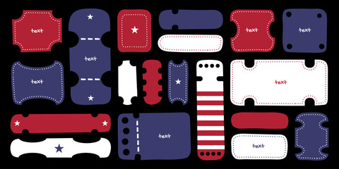 Wall Mural - graphic hand drawn frames with strokes, backgrounds for texts, backdrop stickers and labels in ameri
