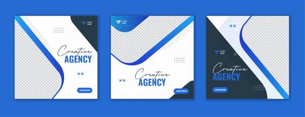 Wall Mural - Blue gradient corporate social media post design, business creative digital marketing layout