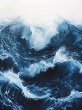 Fototapeta Łazienka - Elegant depiction of ocean waves in muted tones, perfect for creating a sense of calmness.