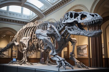 Wall Mural - dinosaur fossil in museum. photorealistic.
