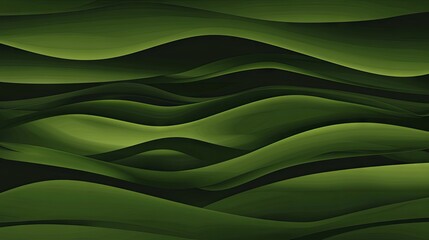 Wall Mural - abstract green background, modern waves Background illustration with dark green, horizontal banner with waves, olive drab and very dark green color