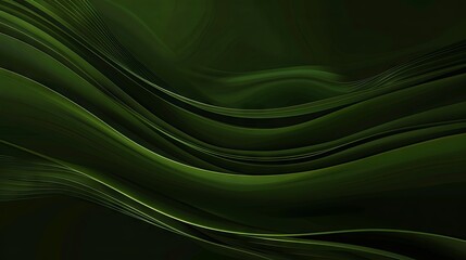 Wall Mural - abstract green background, modern waves Background illustration with dark green, horizontal banner with waves, olive drab and very dark green color
