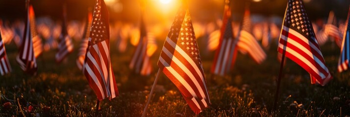 Wall Mural - US national flag in park