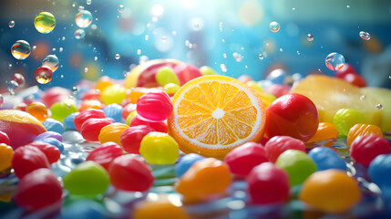 Wall Mural - digital colorful candies artistic geometric abstract graphics poster web page ppt background
