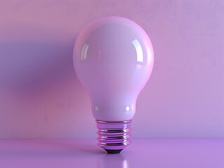 Canvas Print - Glowing light bulb isolated on purple background