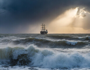 Wall Mural - ship on the horizon