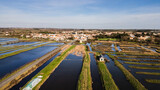 Fototapeta  - drone view of the salt marshes of Ile d Olonne, Vendee, France