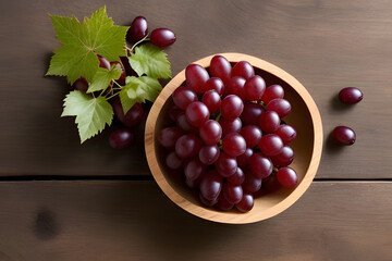 red grapes on a wooden bowl