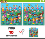 Fototapeta  - differences activity with cartoon children characters group