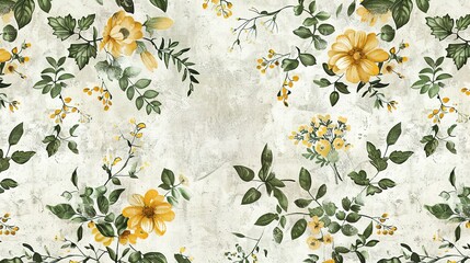 Wall Mural -  tapestrylike floral and botanical illustrations