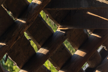 Wall Mural - Old wooden construction of roof slope, abstract background