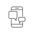 Chatting and messaging on smartphone line icon. Editable stroke