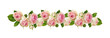 Small pink rose flowers in a line floral arrangement isolated on white or transparent background
