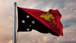 Papua New Guinea Waving Flag Against a Cloudy Sky