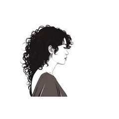 Wall Mural - silhouette of a woman with curly hair