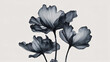 Monochrome flowers on the beige background
