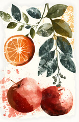 Wall Mural - Abstract painting of fruits. Creative Art design poster