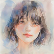 Watercolor Portrait of a Young Girl 02