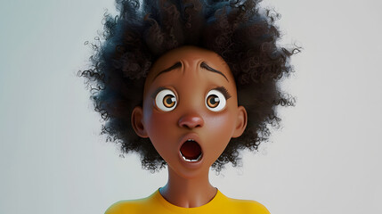 Wall Mural - Surprised shocked scared African cartoon character 
