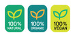 100% natural, organic, vegan product label with plant symbol