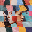 Collage of portraits of women with different nationalities painted on the wall