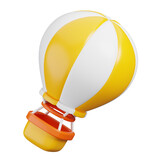 Fototapeta Londyn - Yellow hot air balloon isolated. Travel holidays and vacation icon concept. 3d illustration