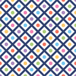 Seamless pattern with colorful circles and white rhombi