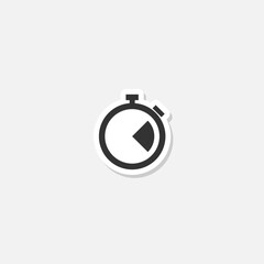 Sticker - Stopwatch icon sticker isolated on gray background