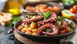 Mediterranean Seafood Delicacies, Explore the flavors of the Mediterranean with images of seafood dishes like grilled octopus, seafood pasta, and Greek-style seafood stew