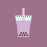 Fototapeta Pokój dzieciecy - Bubble tea icon. Boba tea with tapioca pearls. Asian Taiwanese drink. Vector illustration. 