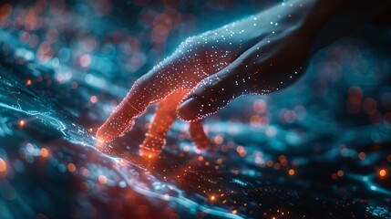 Aufkleber - World of virtual touch with global data and technology exchange.