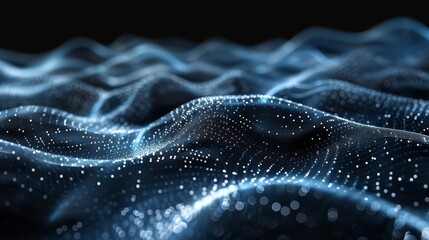 Poster - An abstract background with a dynamic wave. 3D rendering of a wave of particles.