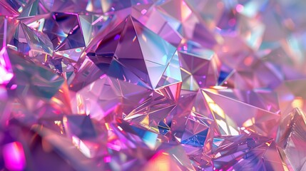 Leinwandbilder - Crystal abstract background, iridescent texture, faceted gem. 3D rendering...