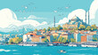 Sketch of Istanbul City Skyline in vector illustrat