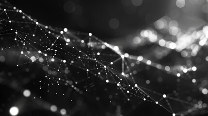 Aufkleber - 3D rendering of an abstract polygonal space background. Low poly dark background with dots and lines connecting.